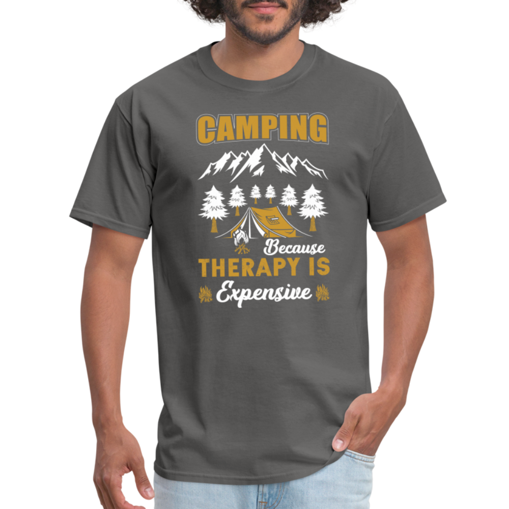 Camping Because Therapy is Expensive T-Shirt Color: black