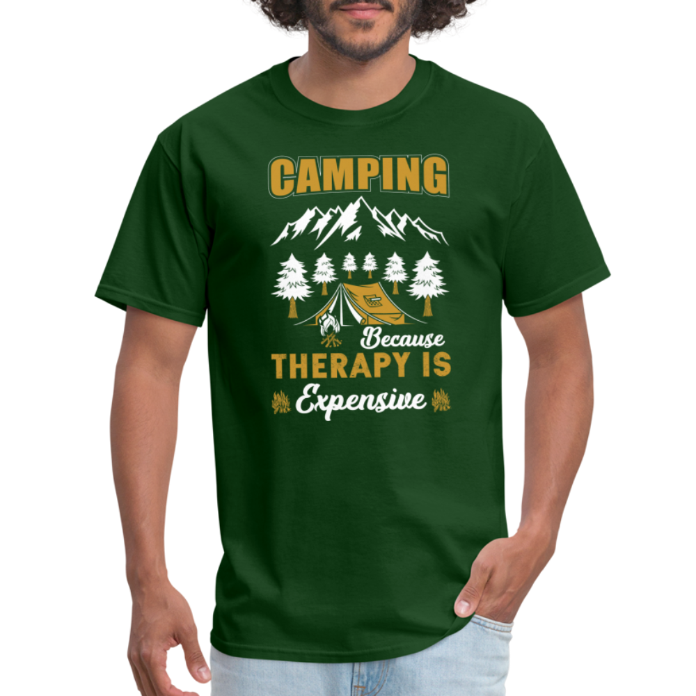 Camping Because Therapy is Expensive T-Shirt Color: black