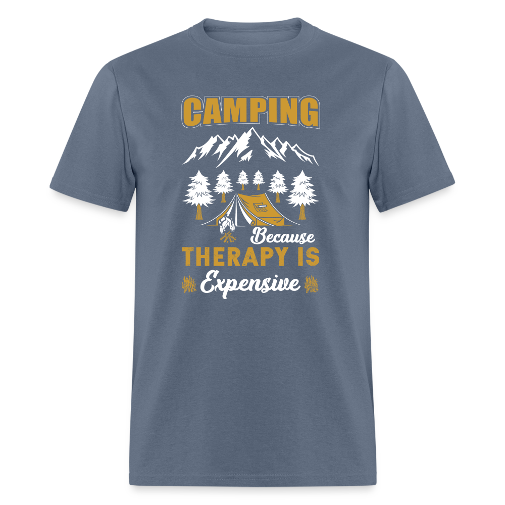 Camping Because Therapy is Expensive T-Shirt Color: denim