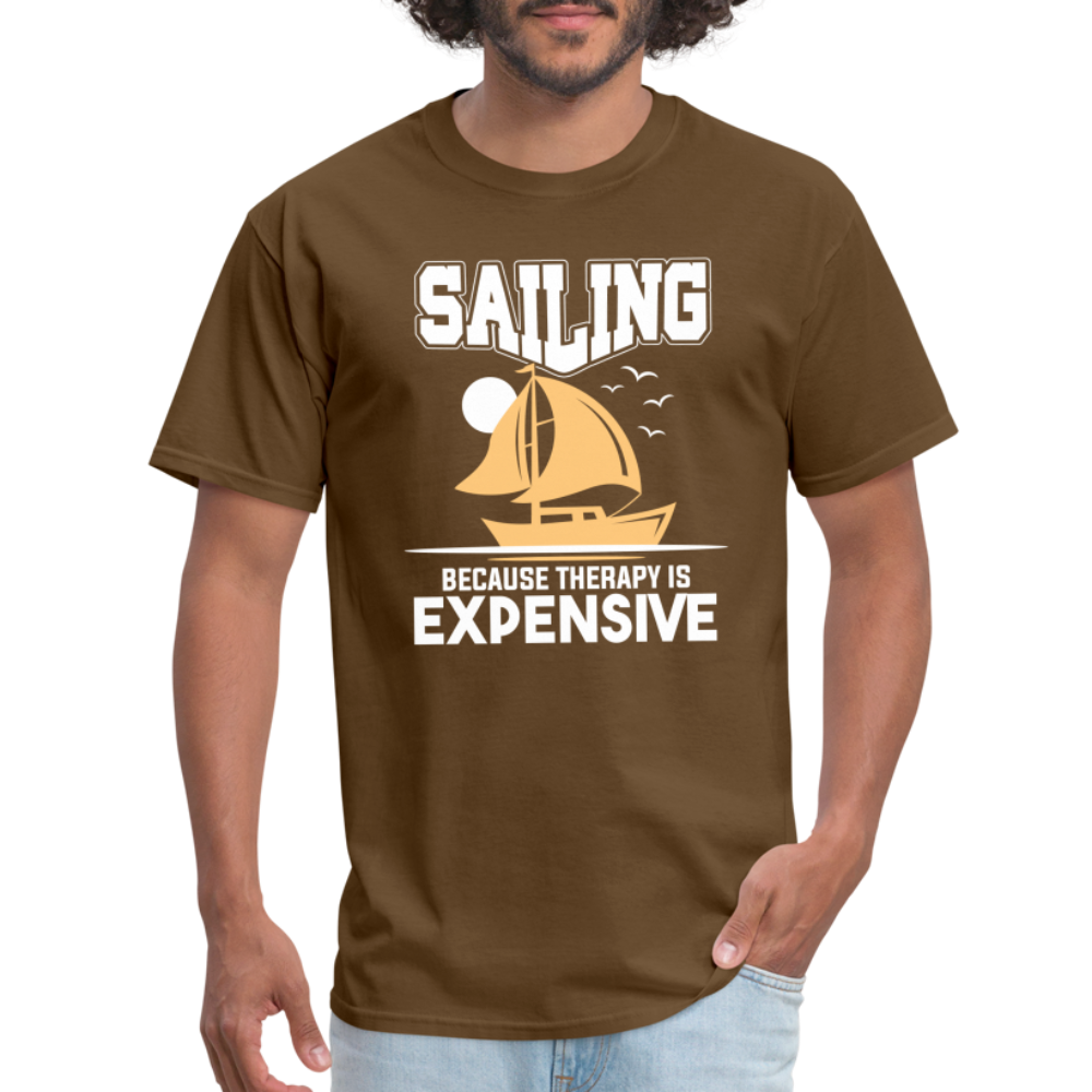 Sailing Because Therapy is Expensive T-Shirt - brown