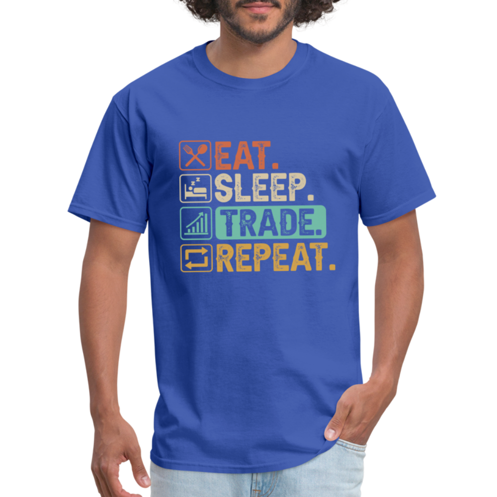 Eat Sleep Trade Repeat T-Shirt (Stock Market Trader) - royal blue