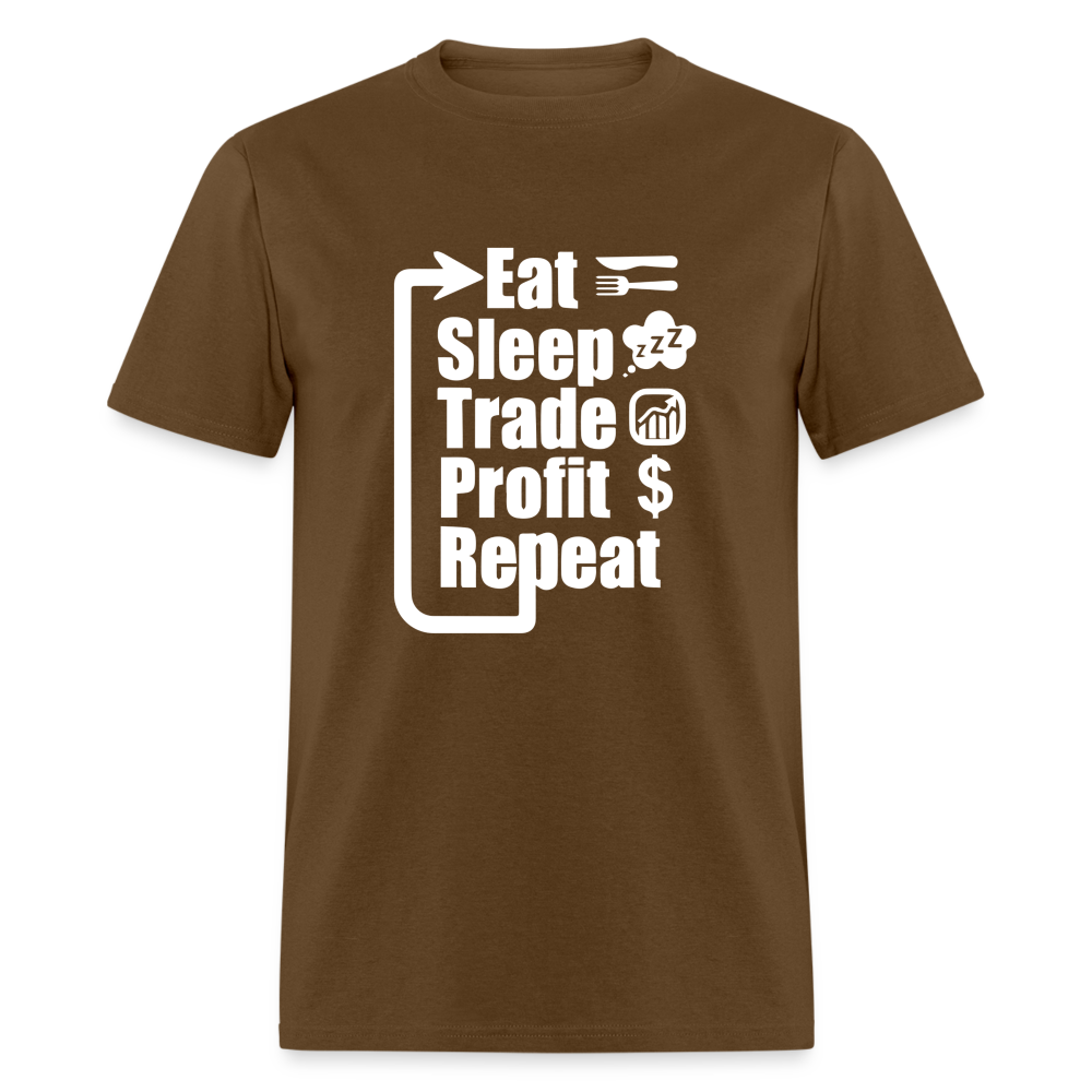 Eat Sleep Trade Profit Repeat T-Shirt - brown