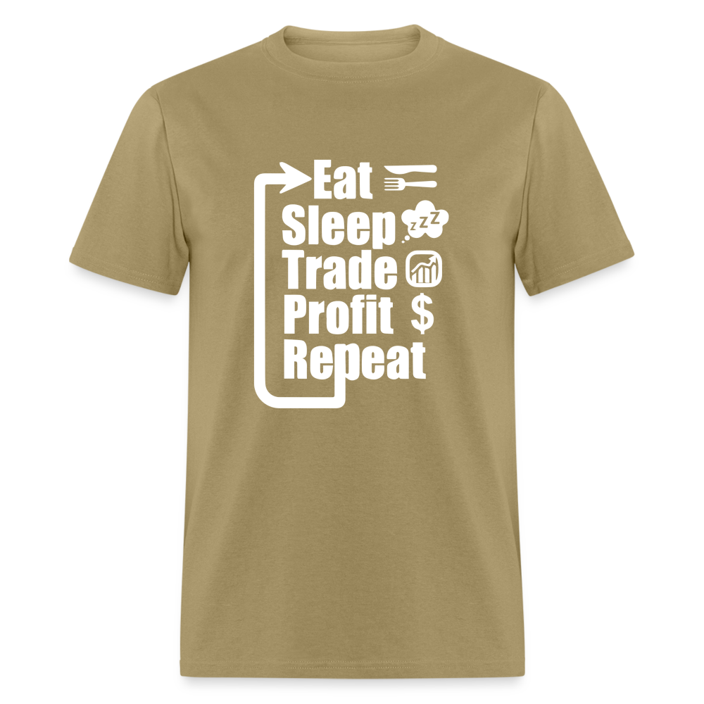 Eat Sleep Trade Profit Repeat T-Shirt - khaki