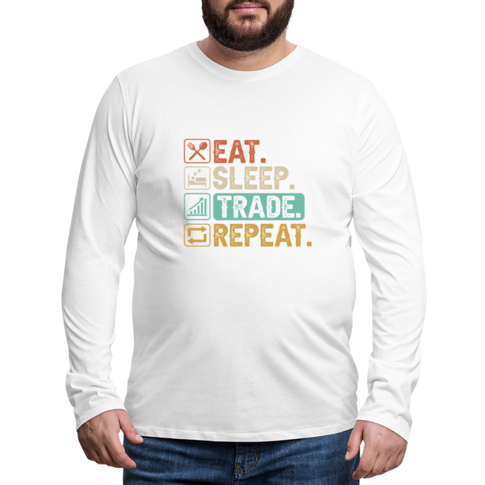 Eat Sleep Trade Repeat Men's Premium Long Sleeve T-Shirt Color: black