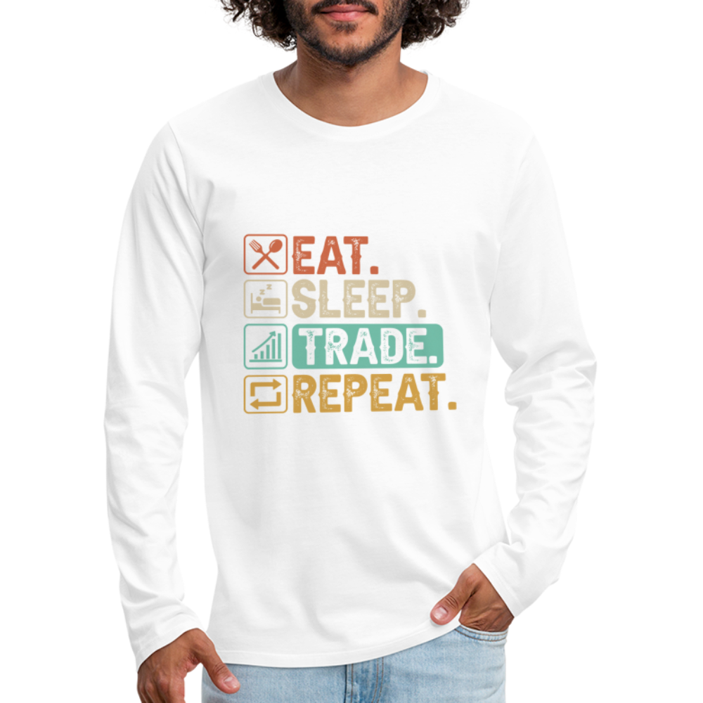 Eat Sleep Trade Repeat Men's Premium Long Sleeve T-Shirt Color: black