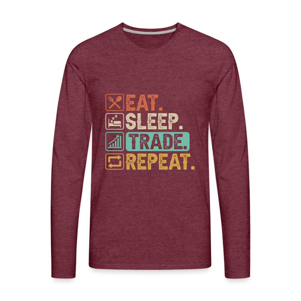 Eat Sleep Trade Repeat Men's Premium Long Sleeve T-Shirt Color: black