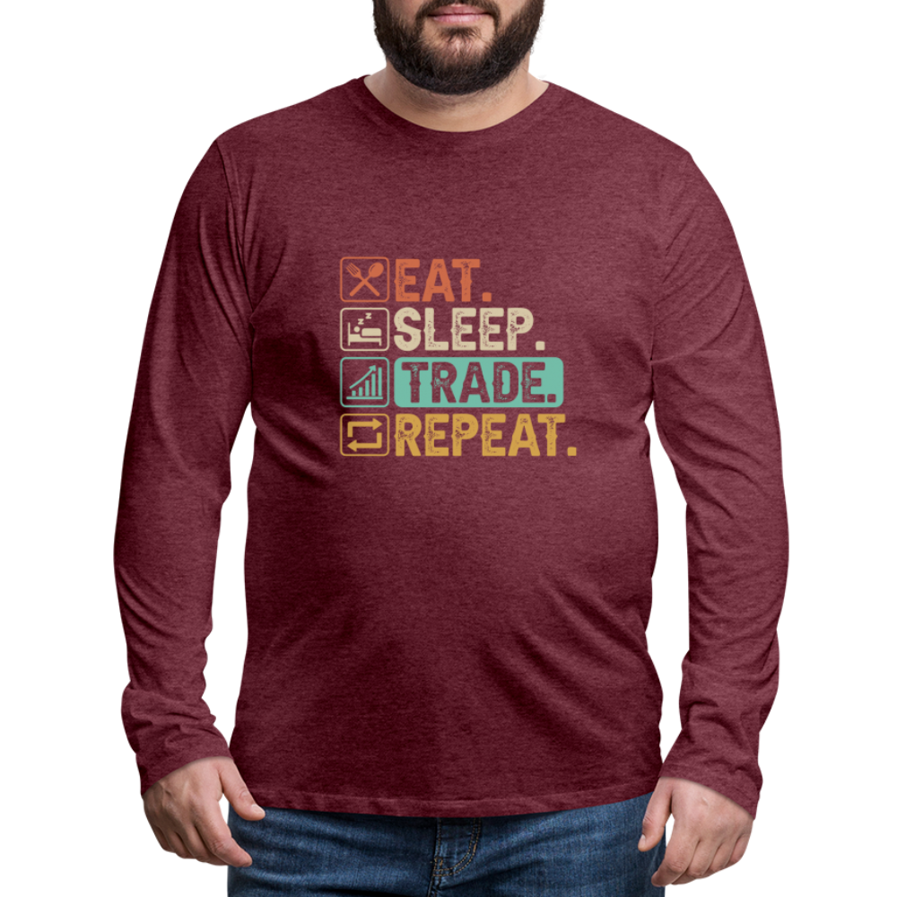 Eat Sleep Trade Repeat Men's Premium Long Sleeve T-Shirt Color: black