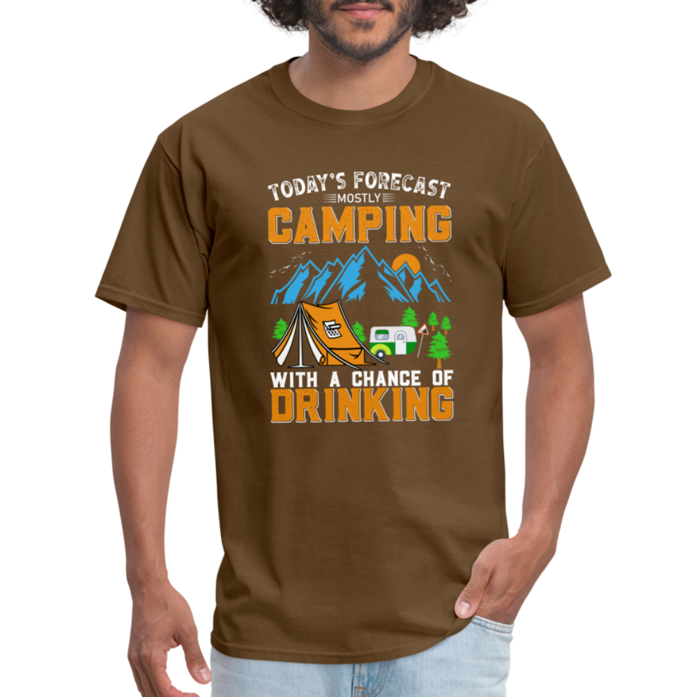 Camping With A Chance Of Drinking T-Shirt Color: brown