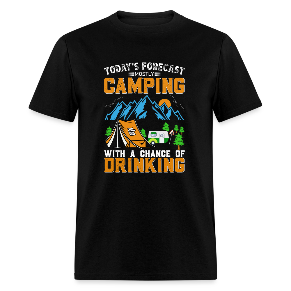 Camping With A Chance Of Drinking T-Shirt Color: heather black
