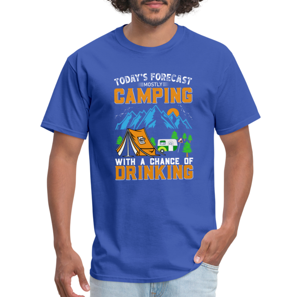 Camping With A Chance Of Drinking T-Shirt Color: royal blue