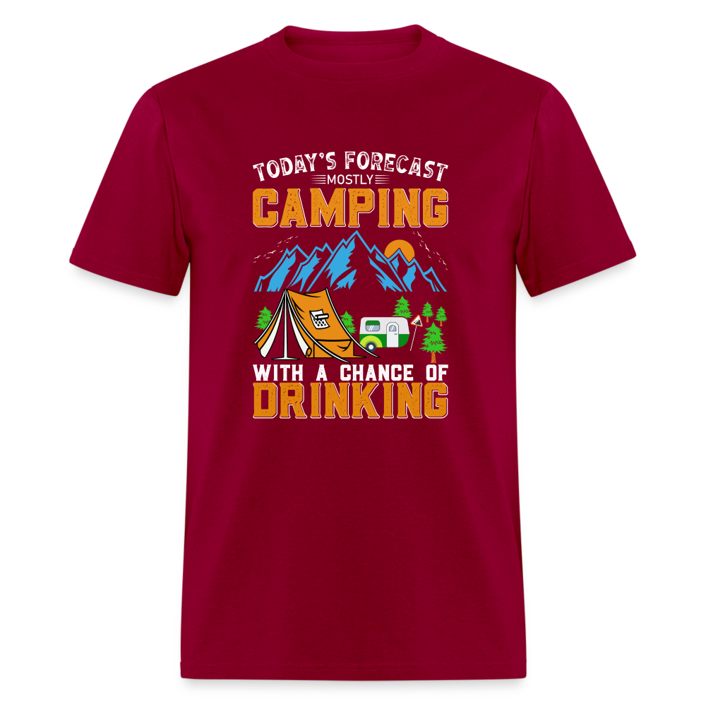 Camping With A Chance Of Drinking T-Shirt Color: dark red