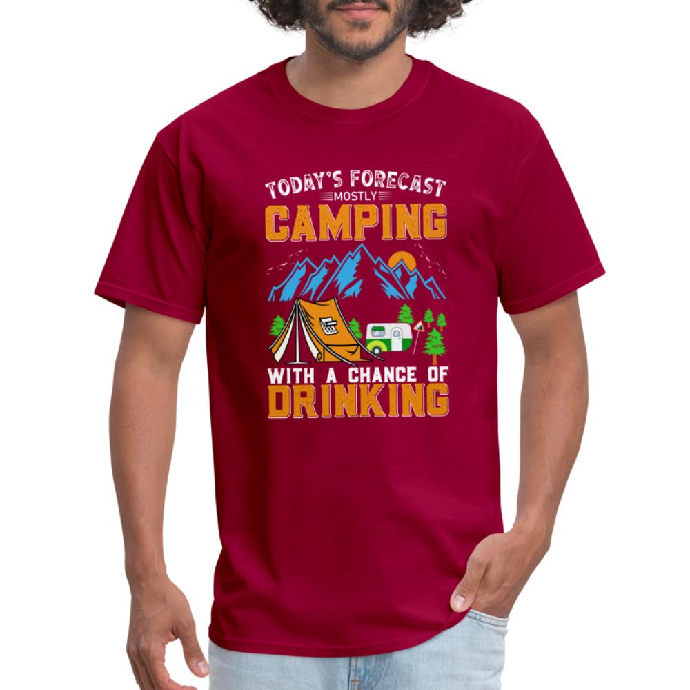 Camping With A Chance Of Drinking T-Shirt Color: heather black