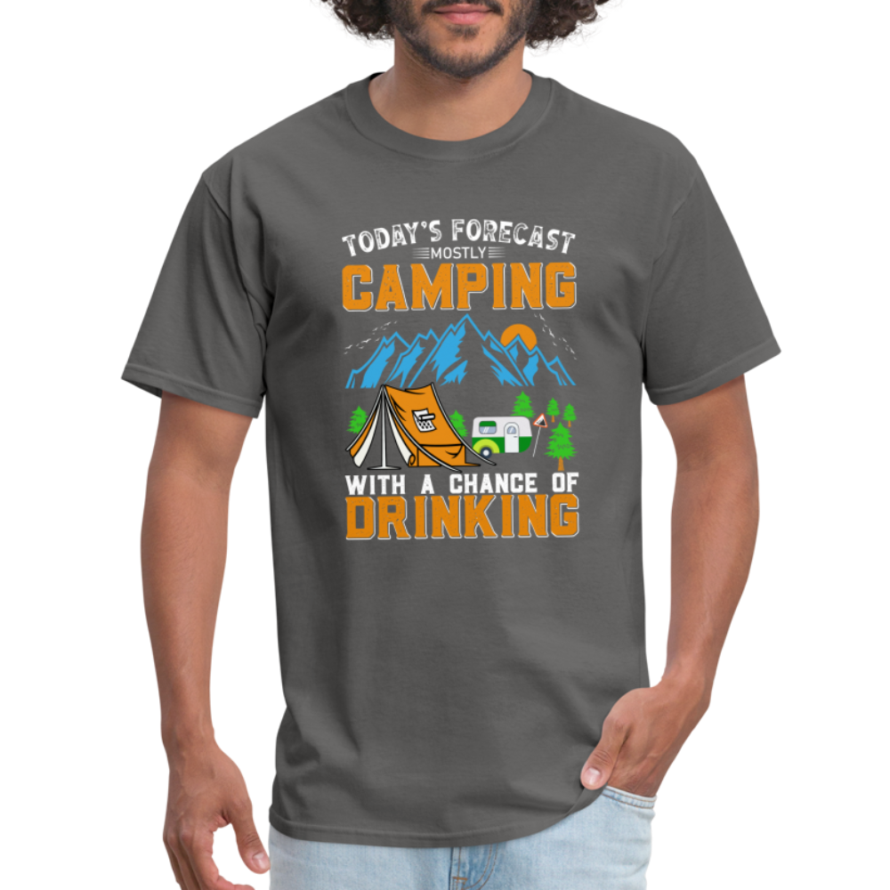 Camping With A Chance Of Drinking T-Shirt Color: charcoal