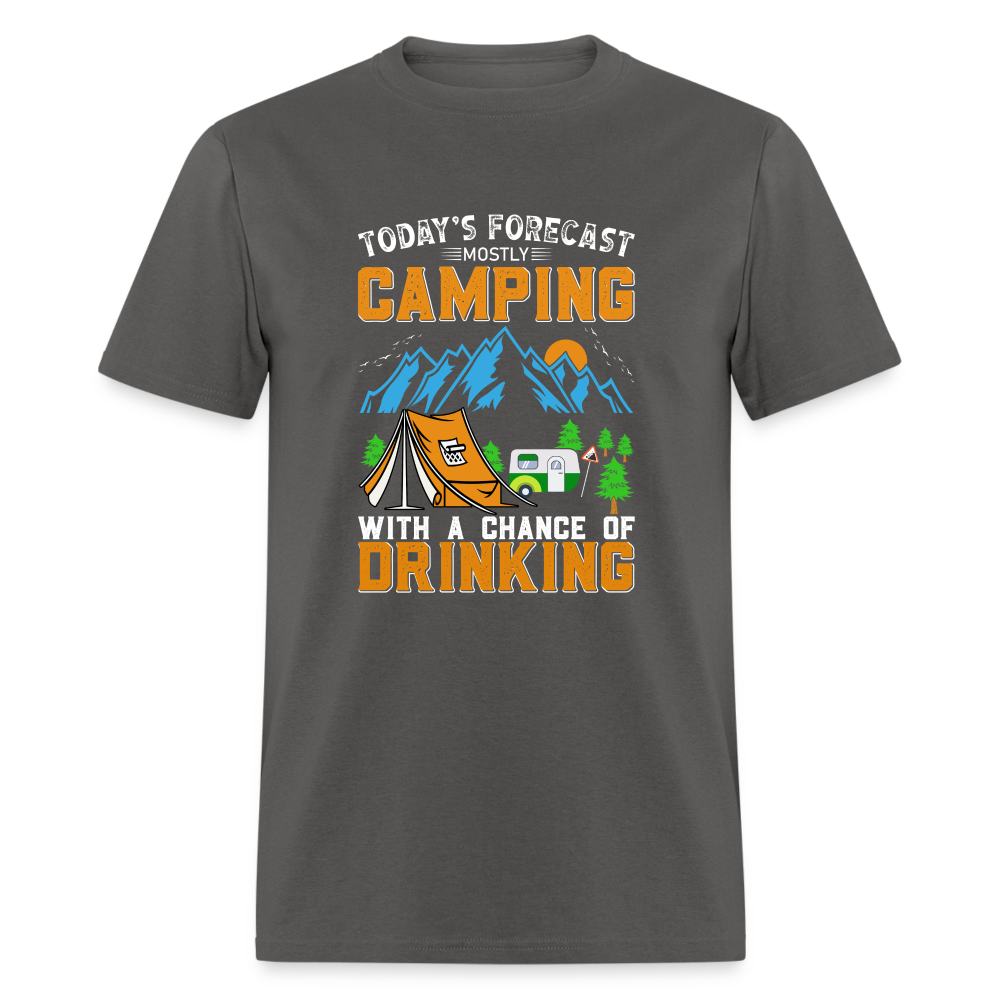 Camping With A Chance Of Drinking T-Shirt Color: heather black