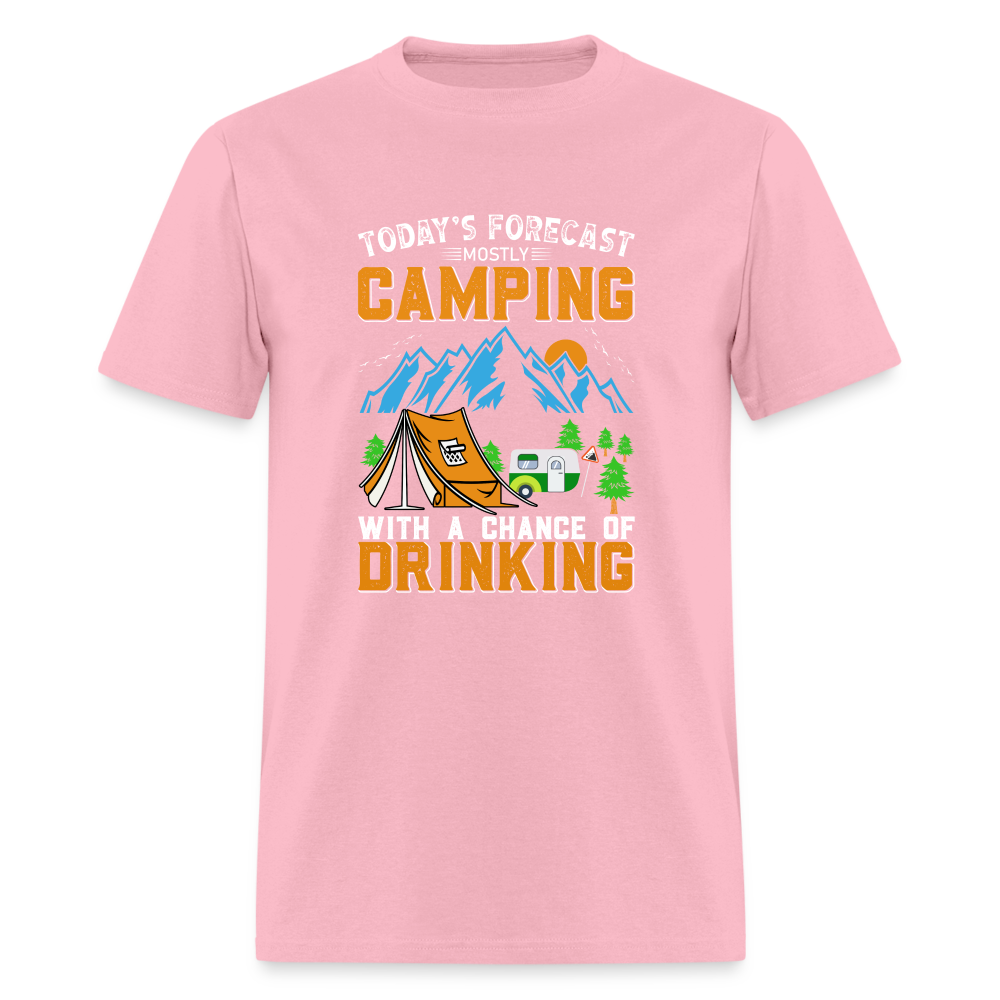 Camping With A Chance Of Drinking T-Shirt Color: pink