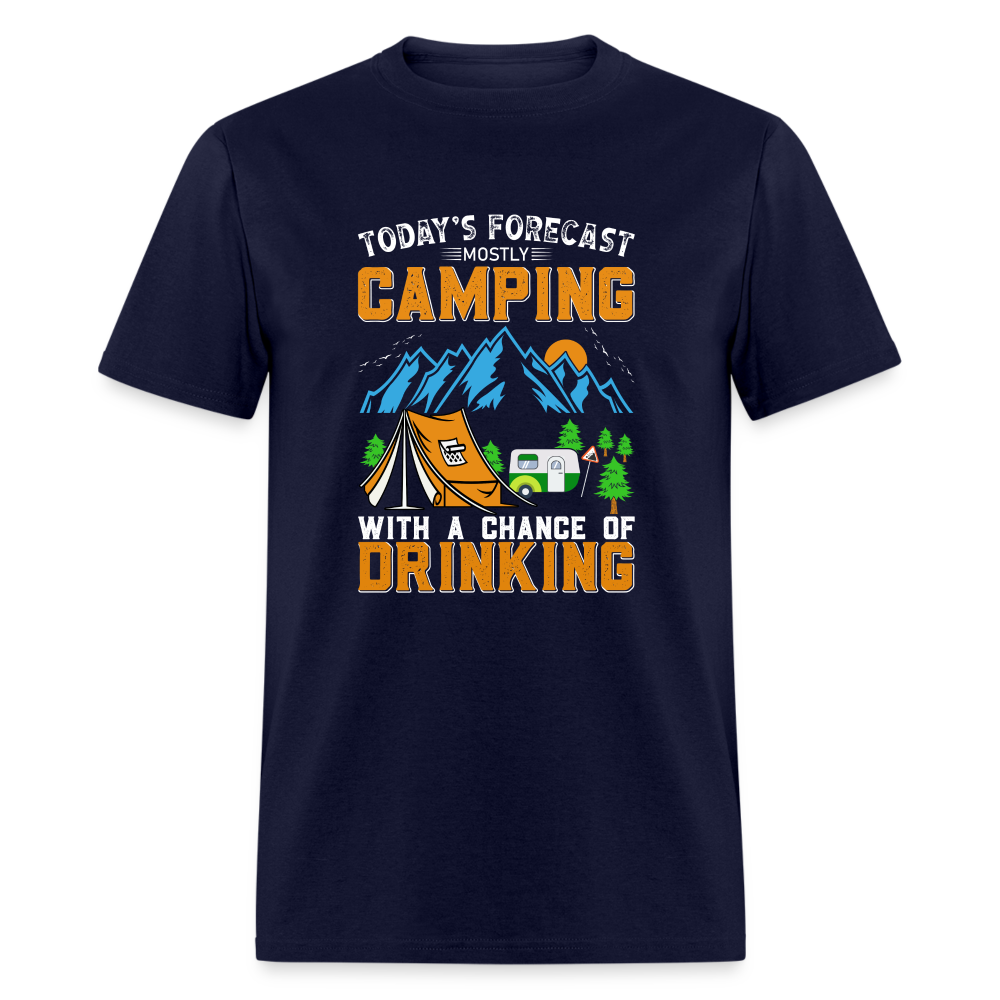 Camping With A Chance Of Drinking T-Shirt Color: navy
