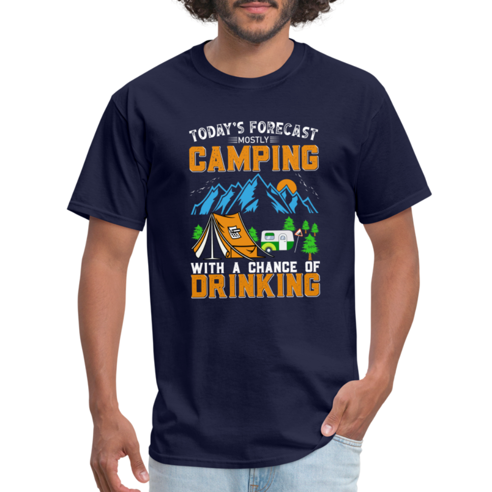 Camping With A Chance Of Drinking T-Shirt Color: heather black
