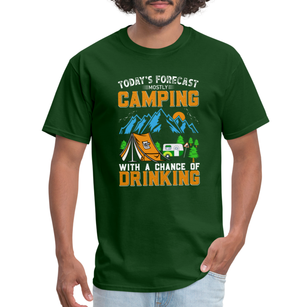 Camping With A Chance Of Drinking T-Shirt Color: forest green