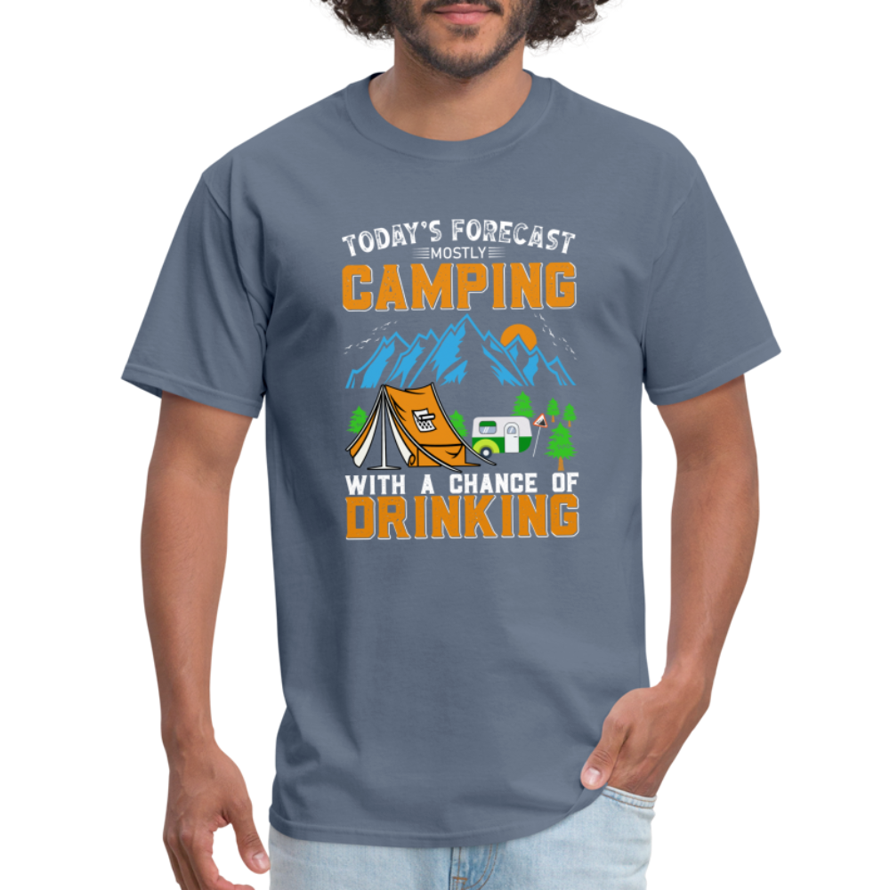 Camping With A Chance Of Drinking T-Shirt Color: heather black