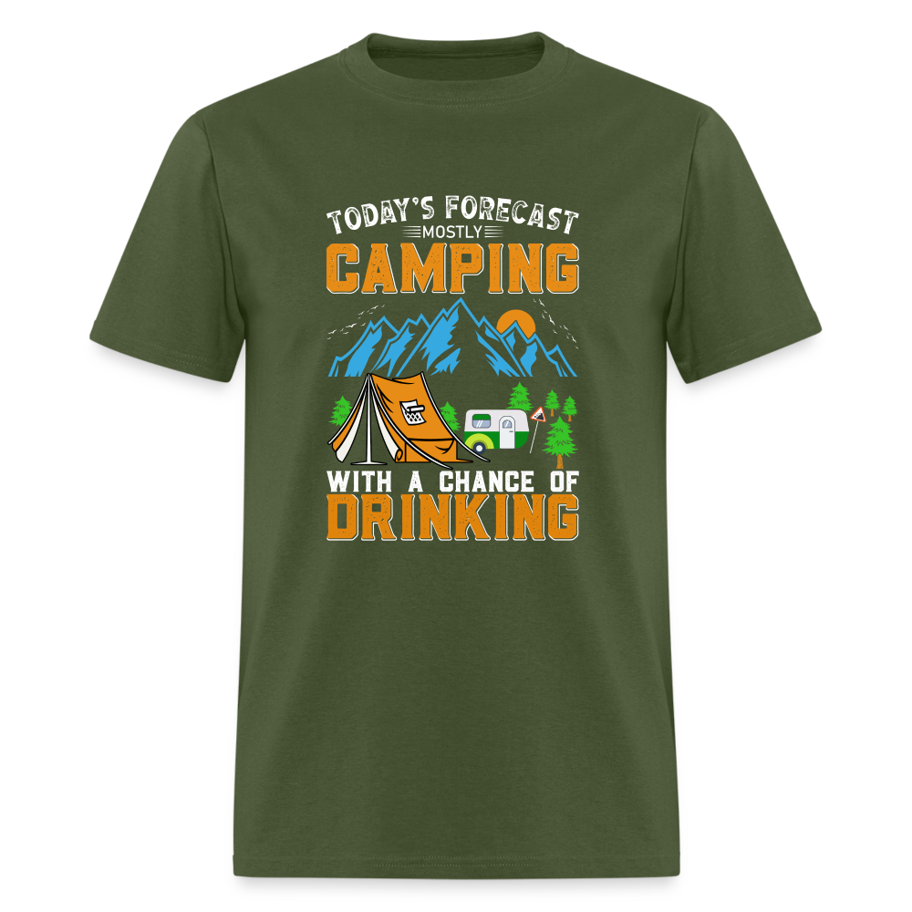 Camping With A Chance Of Drinking T-Shirt Color: military green