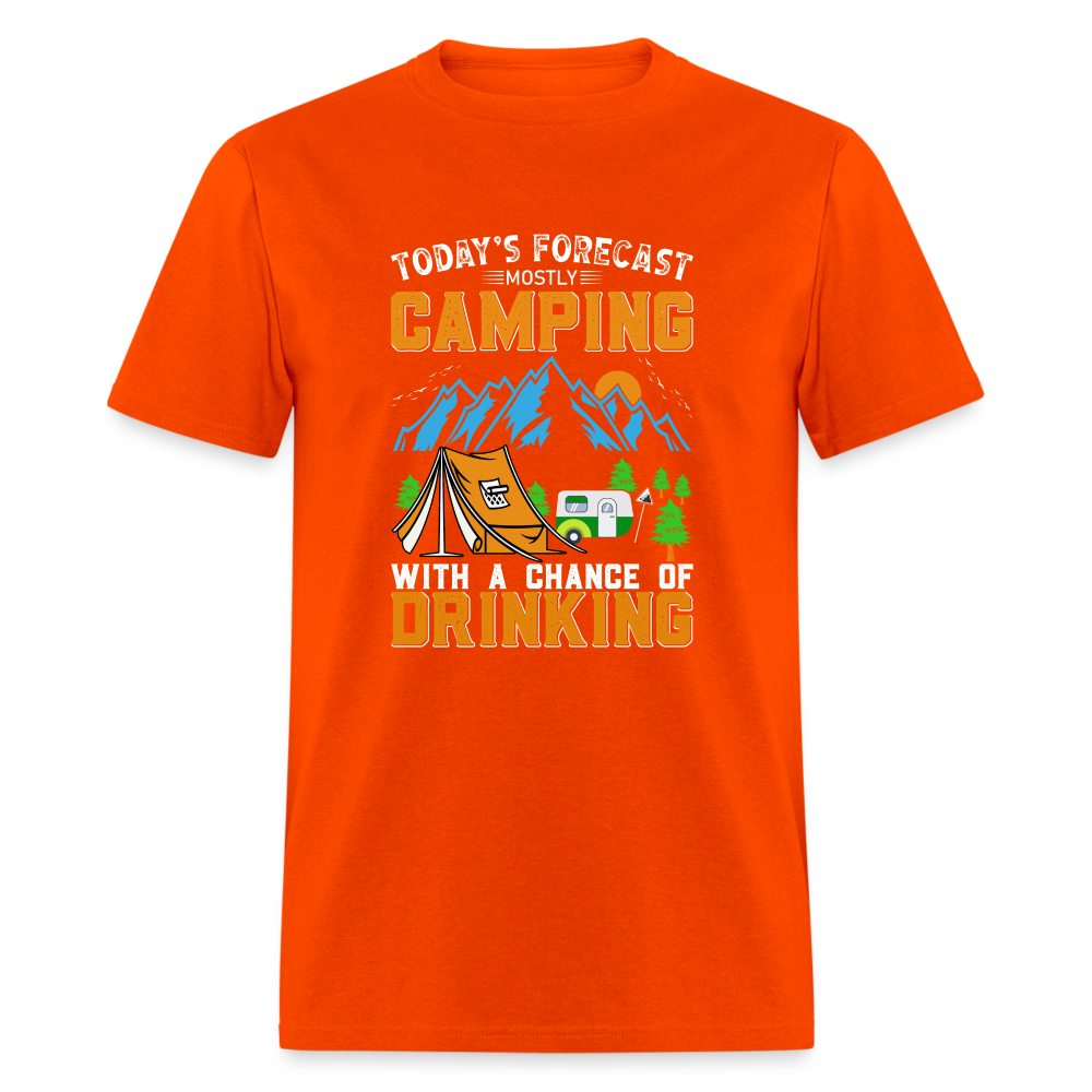 Camping With A Chance Of Drinking T-Shirt Color: orange
