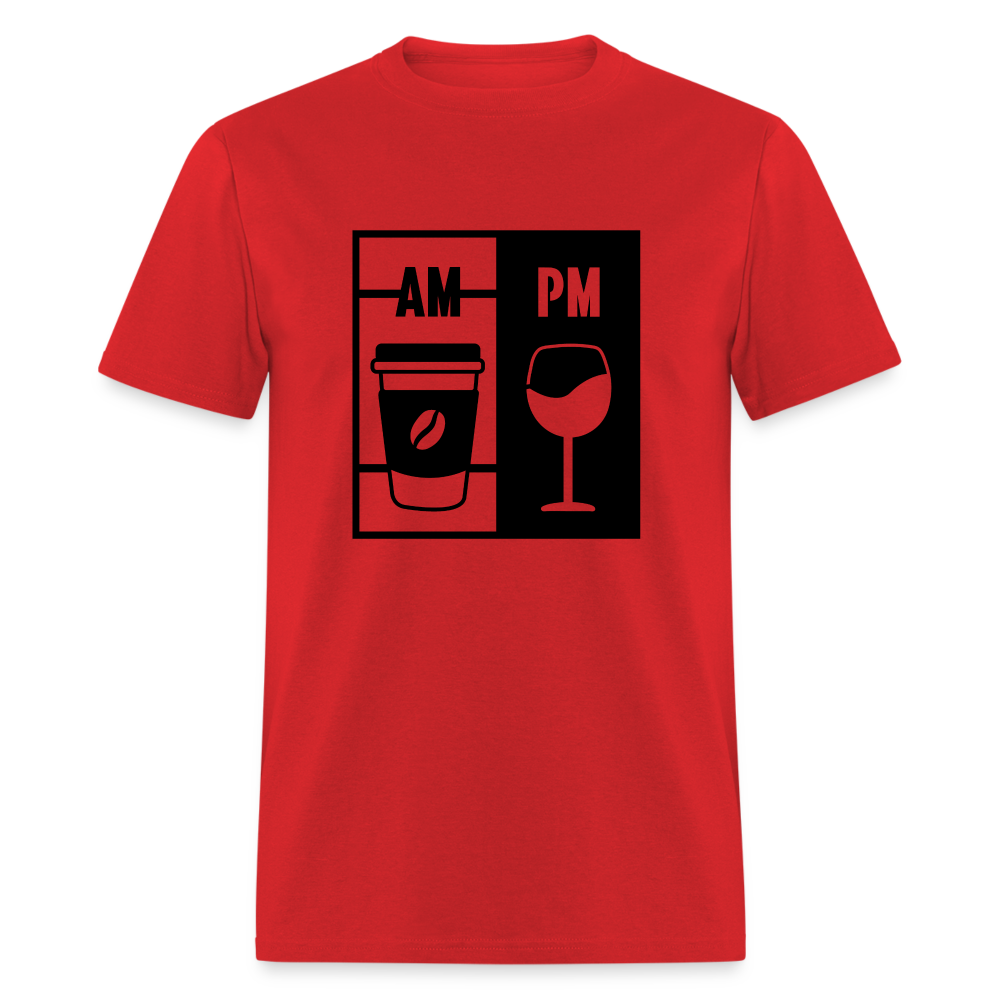 Coffee AM, Wine PM T-Shirt - red