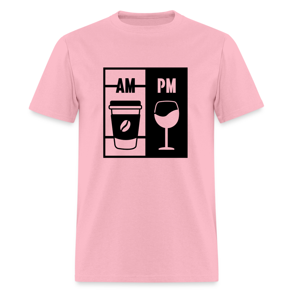 Coffee AM, Wine PM T-Shirt - pink
