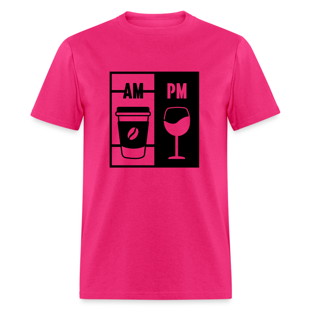 Coffee AM, Wine PM T-Shirt - fuchsia