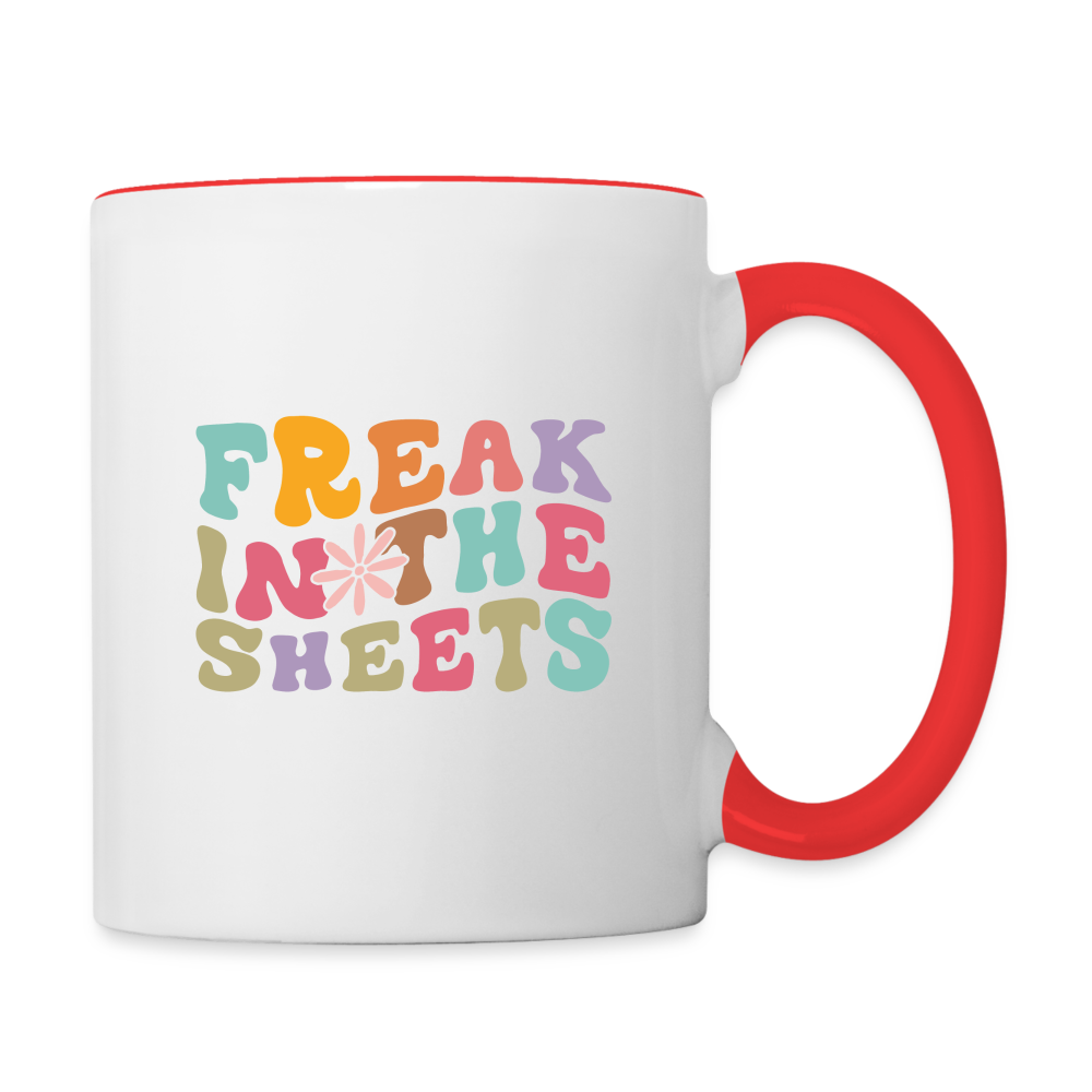 Freak In The Sheets Coffee Mug Color: white/red