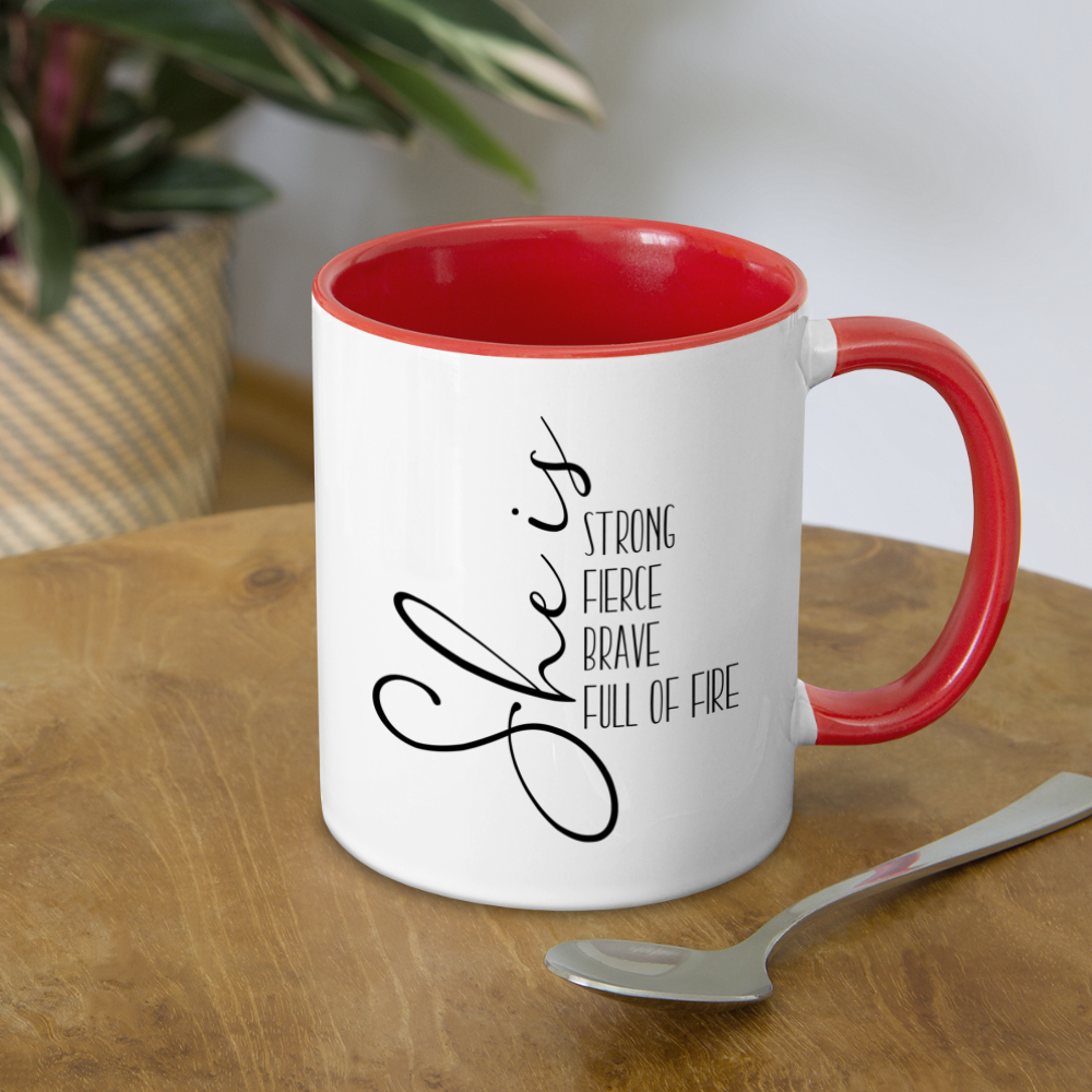 She Is Strong Fierce Brave Full Of Fire Coffee Mug Color: white/black