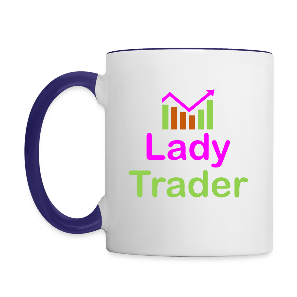 Lady Trader Coffee Mug Color: white/cobalt blue