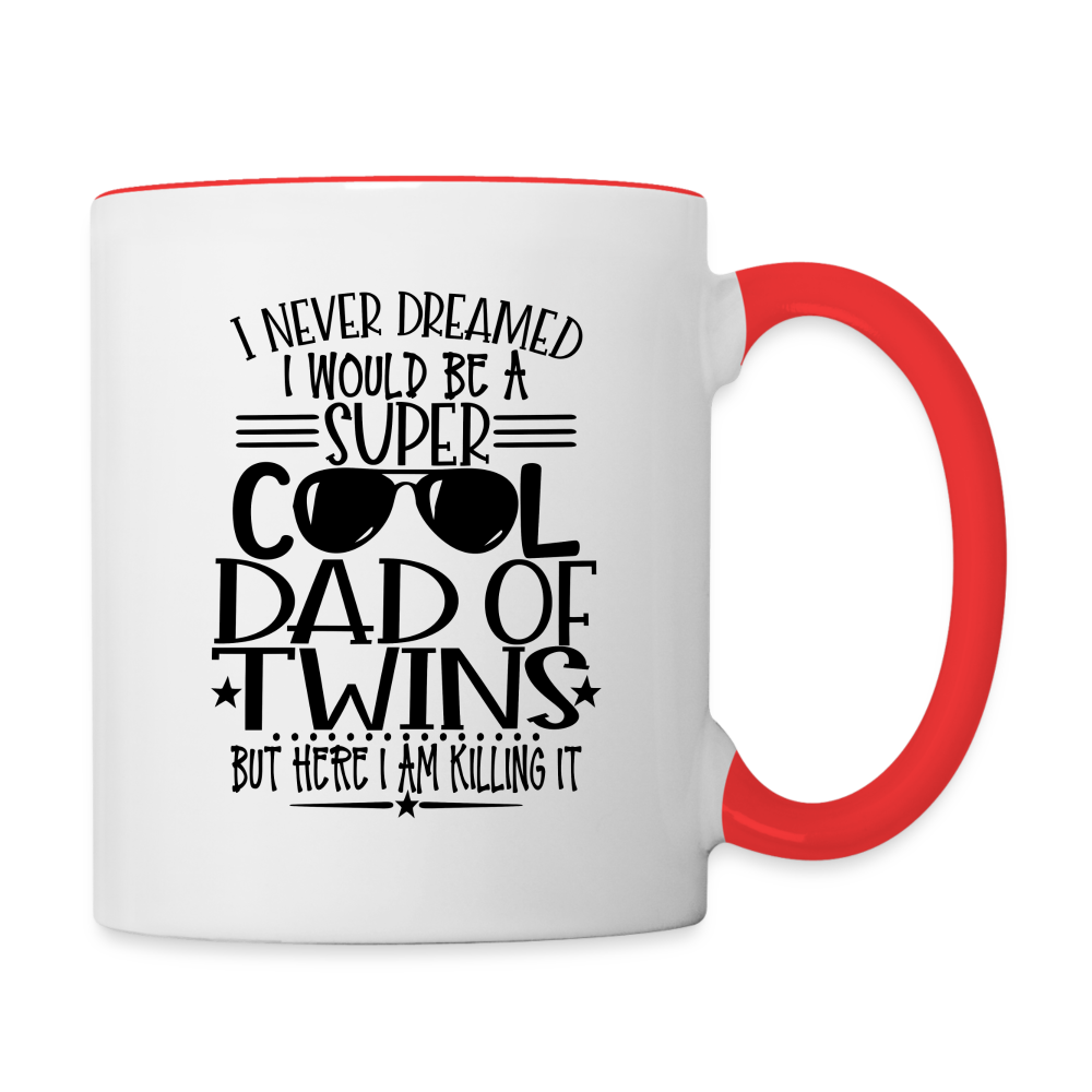 Super Cool Dad of Twins Coffee Mug Color: white/red