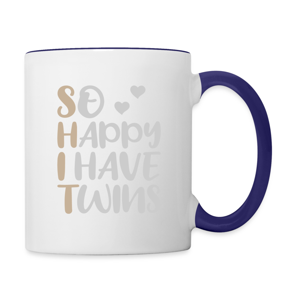 So Happy I Have Twins Coffee Mug Color: white/cobalt blue