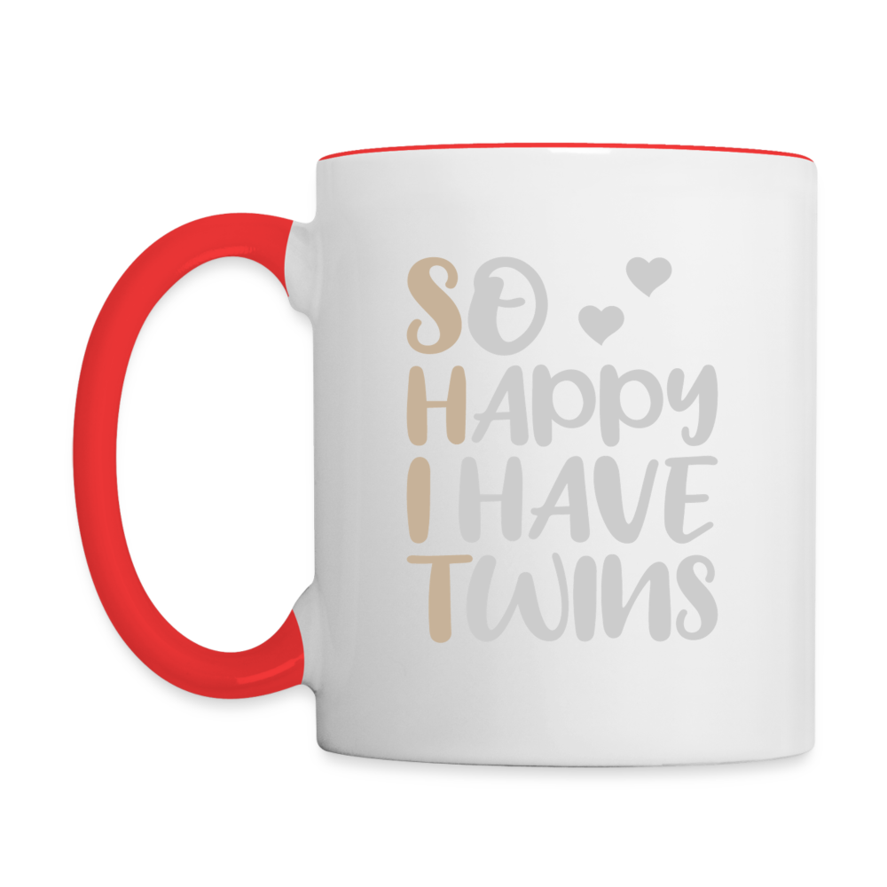 So Happy I Have Twins Coffee Mug Color: white/red