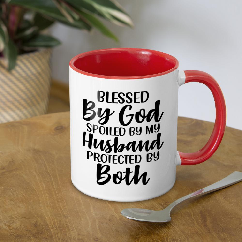 Blessed By God Spoiled By My Husband Protected By Both Coffee Mug Color: white/black