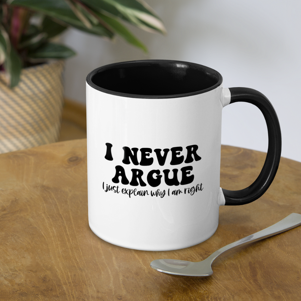 I Never Argue, I Just Explain Why I Am Right Coffee Mug - white/black