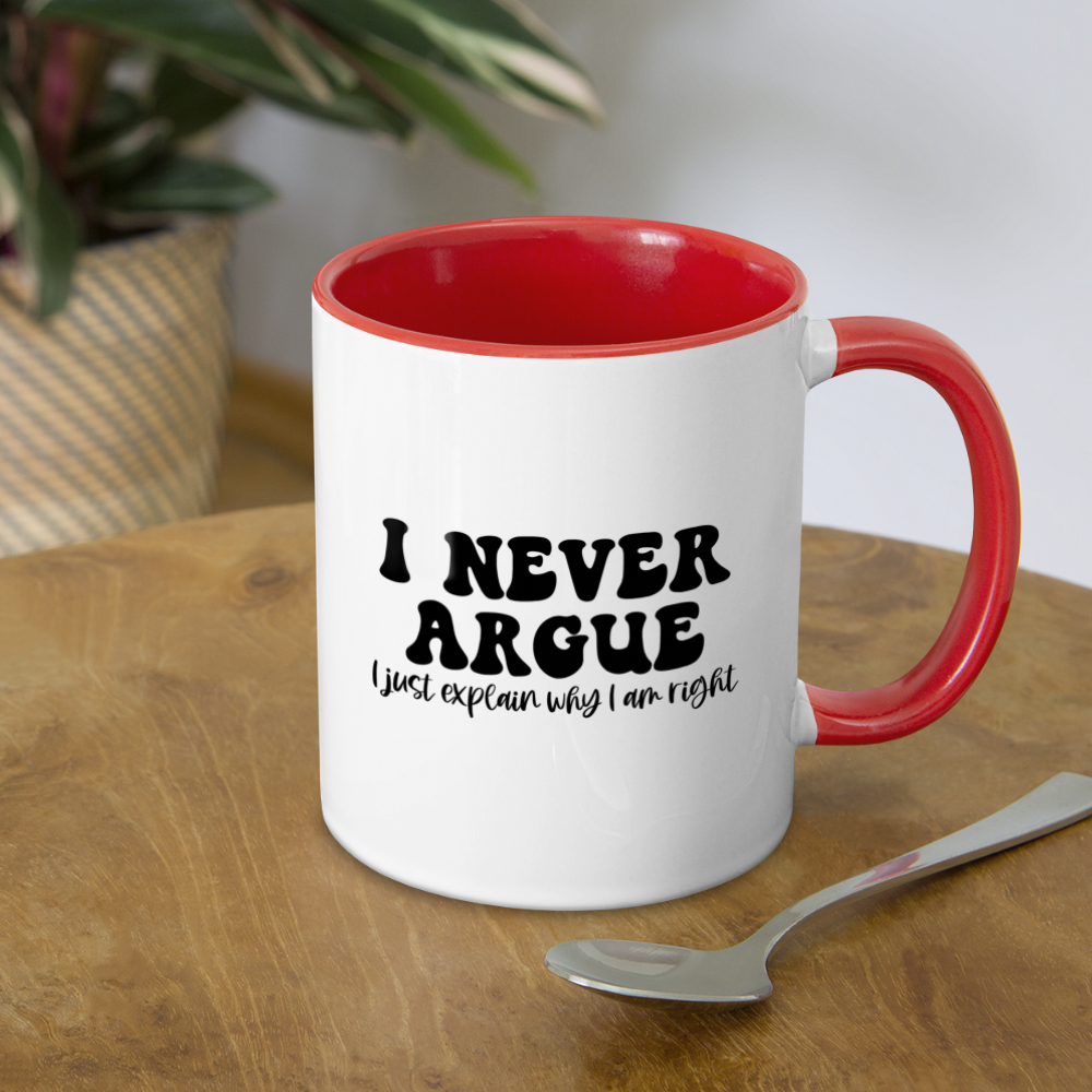 I Never Argue, I Just Explain Why I Am Right Coffee Mug Color: white/black