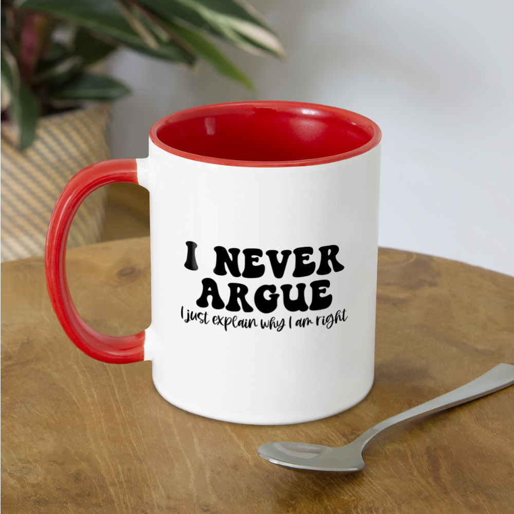 I Never Argue, I Just Explain Why I Am Right Coffee Mug Color: white/black