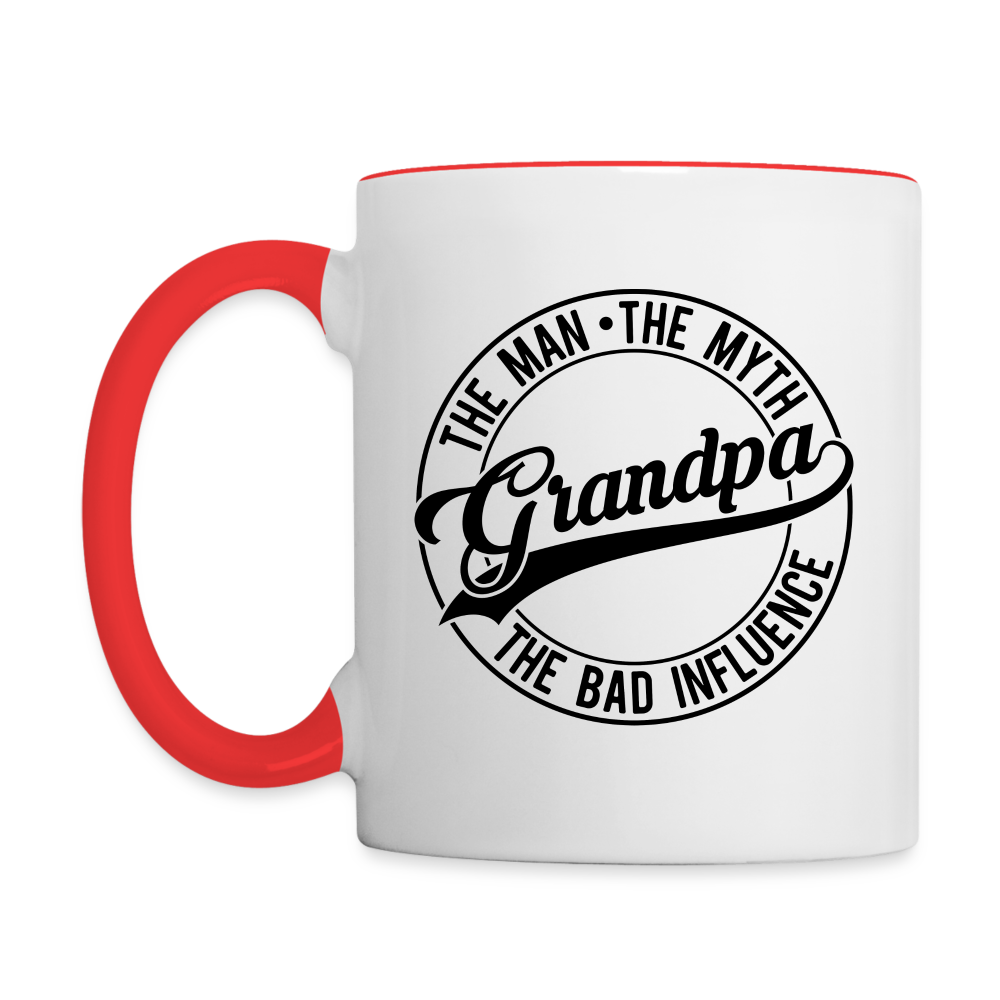 Grandpa The Bad Influence Coffee Mug Color: white/red