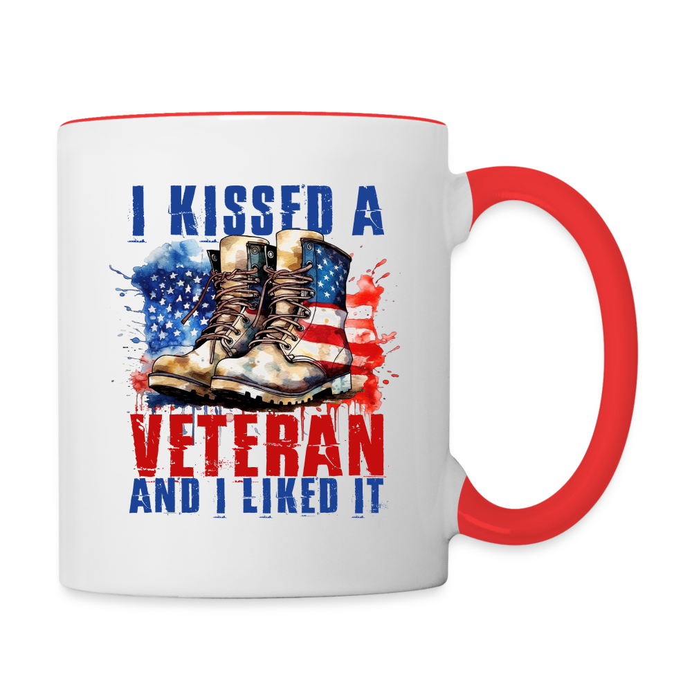 I Kissed A Veteran And I Liked It Coffee Mug Color: white/red