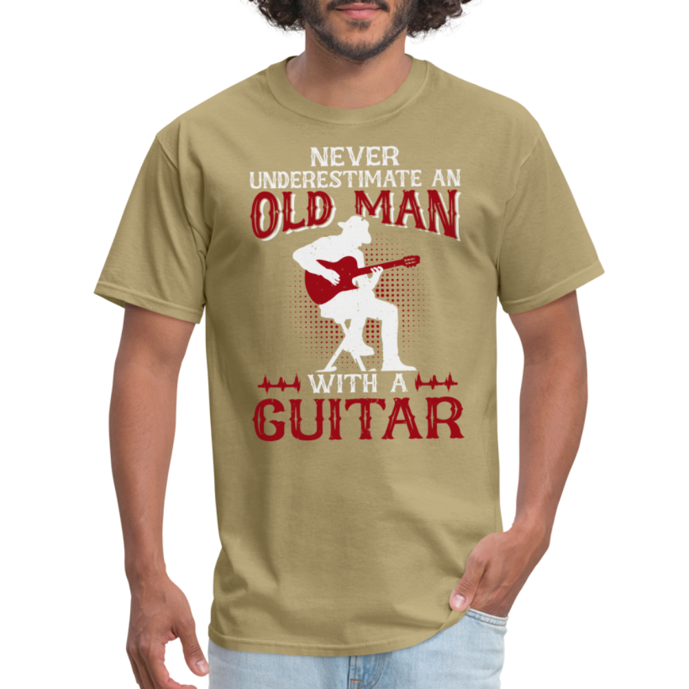 Never Underestimate An Old Man With A Guitar T-Shirt Color: khaki