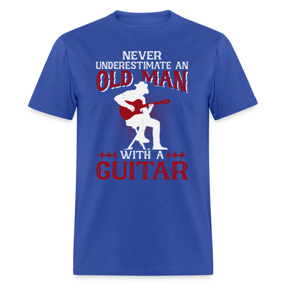 Never Underestimate An Old Man With A Guitar T-Shirt Color: royal blue