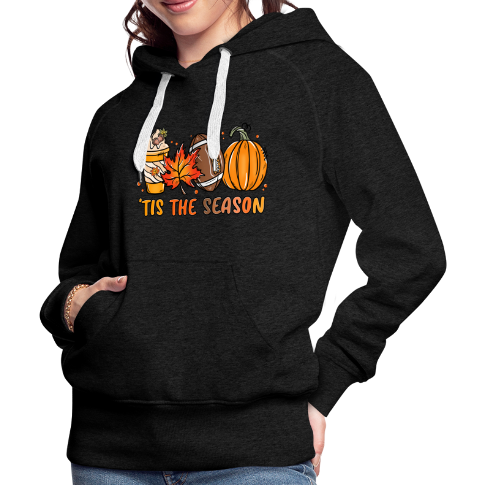 Tis The Season : Women’s Premium Hoodie (Fall, Pumpkins, Football) - charcoal grey