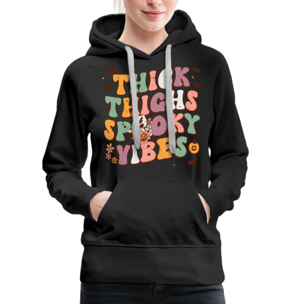 Thick Thighs Spooky Vibes Women’s Premium Hoodie (Halloween) - black