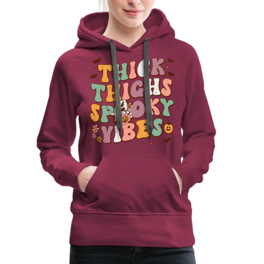 Thick Thighs Spooky Vibes Women’s Premium Hoodie (Halloween) - burgundy