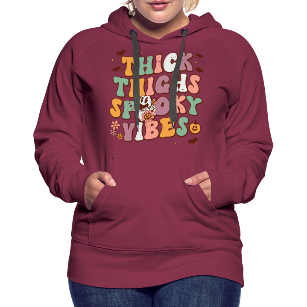 Thick Thighs Spooky Vibes Women’s Premium Hoodie (Halloween) - burgundy