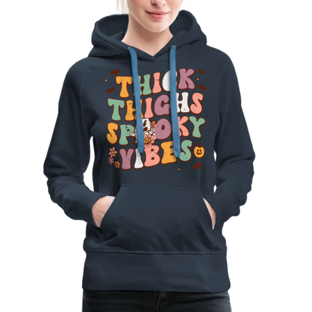Thick Thighs Spooky Vibes Women’s Premium Hoodie (Halloween) - navy