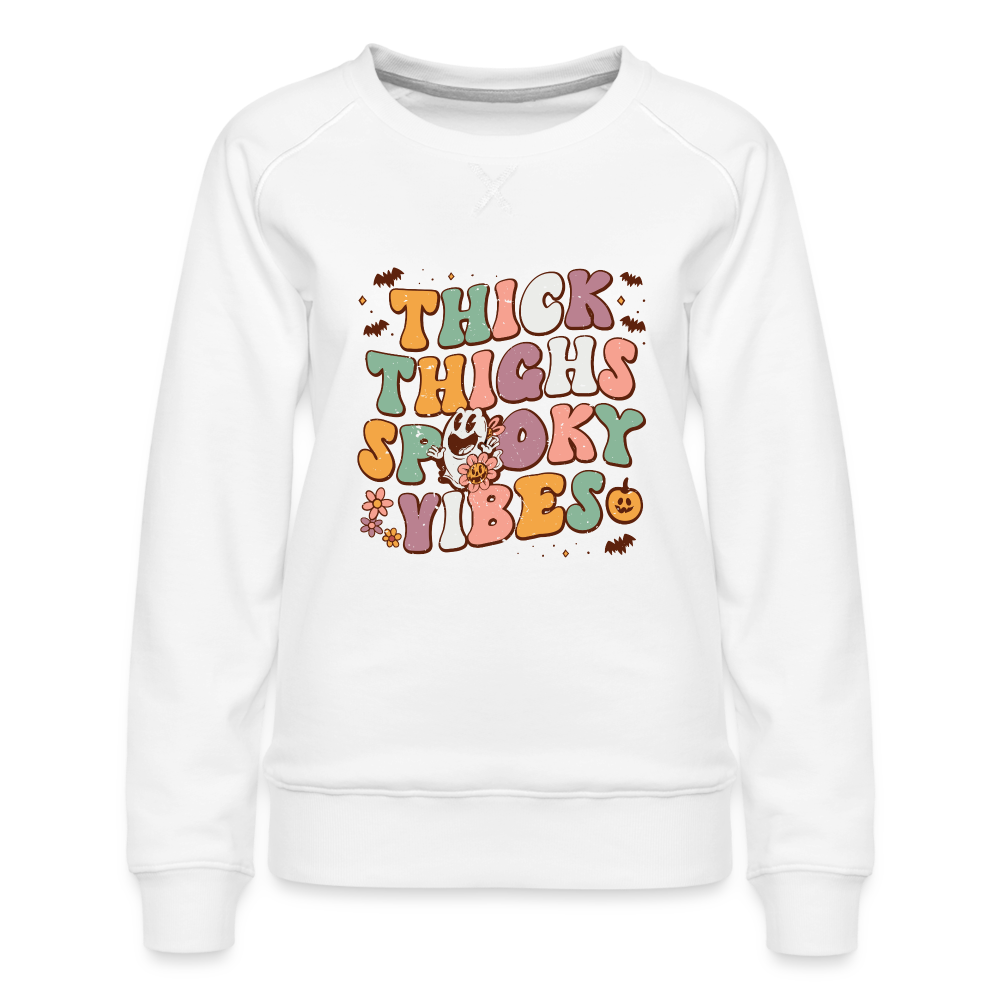 Think Things Spooky Vibes Women’s Premium Sweatshirt (Halloween) - white