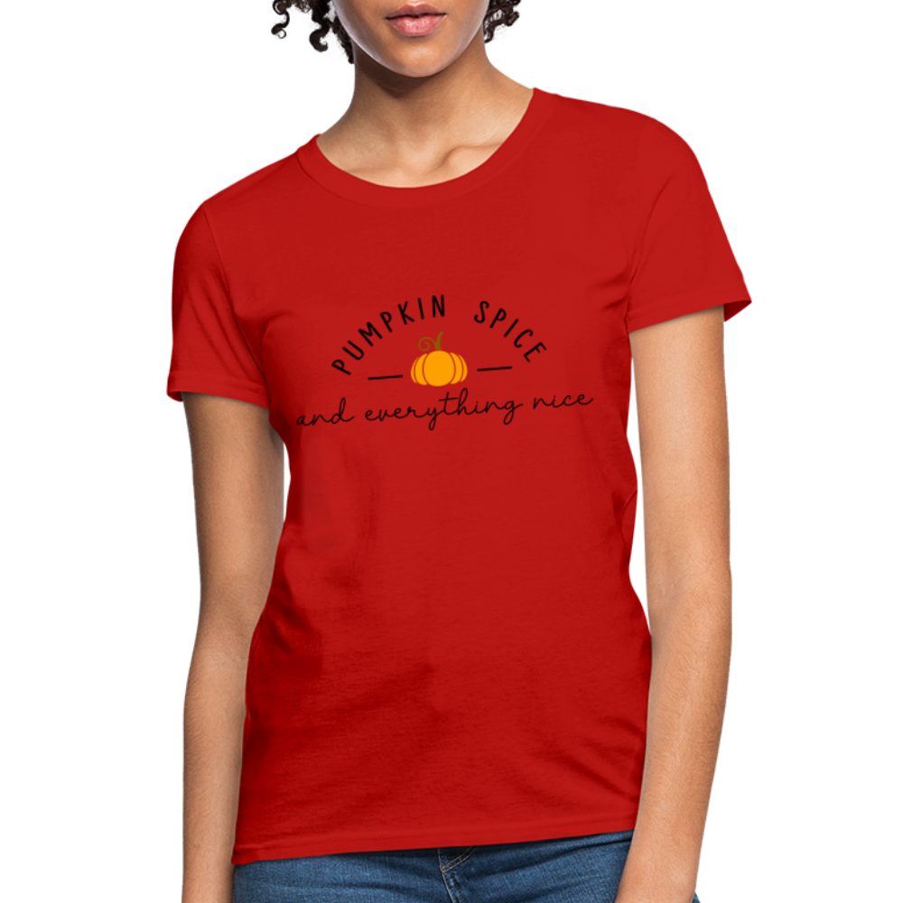 Pumpkin Spice and Everything Nice Women's Contoured T-Shirt Color: white