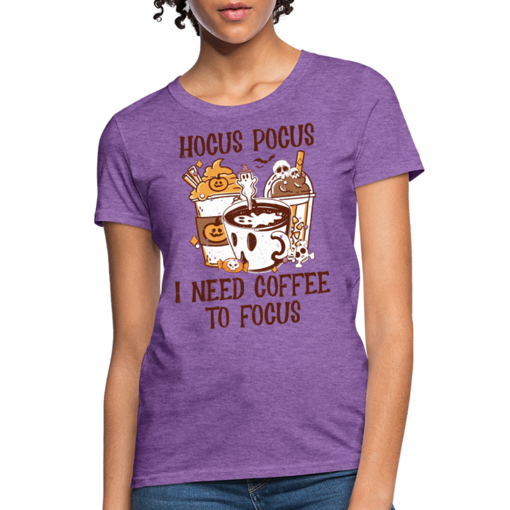 Hocus Pocus I Need Coffee To Focus Women's Contoured T-Shirt Color: white